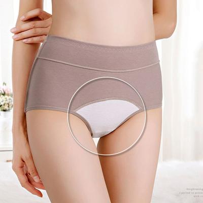 Women Panties Solid Color Plus Size Butt-lifted High Waist Seamless Elastic Period Prevent Leakage Briefs Menstrual