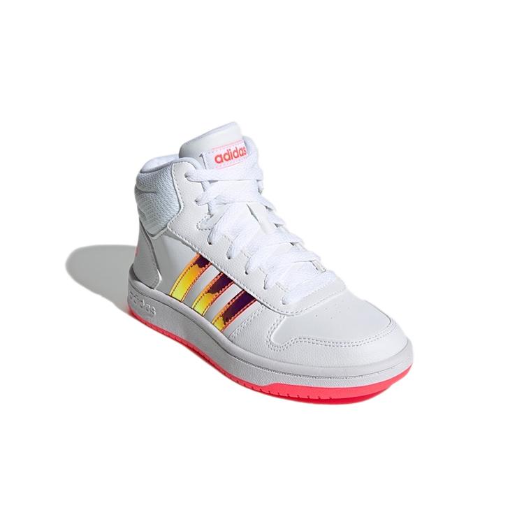 Adidas Hoops 2.0 Mid Signal White Pink Kids FW7610