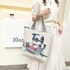 Canvas Cute Cat Cloth Bag Large Capacity Animal Shoulder Bag Ethnic Style Handbag  Storage Bag