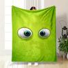 Two Large, Cartoonish Eyes On a Bright Green Background. for All Seasons Blanket Lunch Break Throw Gift