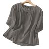ZANZEA Women Casual Round Neck Summer Short Sleeve Cotton Blouse