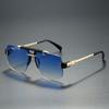 Non-polarized Square Rimless Sunglasses Women Fashion Clear Ocean Gradient Lens Shades Retro Rivets Men Sun Glasses