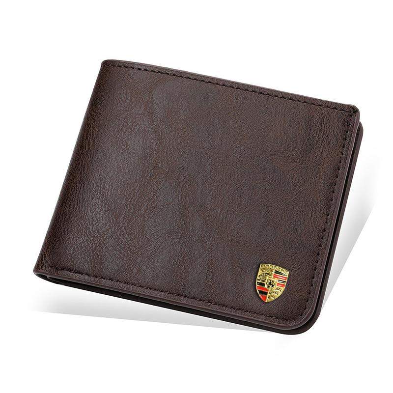 

Leather Wallet Car Metal Logo Credit Card Coins Storage Purses For Porsche 911 Cayenne Carrera-GT 928 Panamera Boxster Macan 918 кавовий
