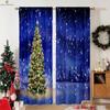 Vintage Red Plaid Christmas Pattern Printed Curtains Fireplace Christmas Tree Decoration Curtains Restaurant Party Decoration