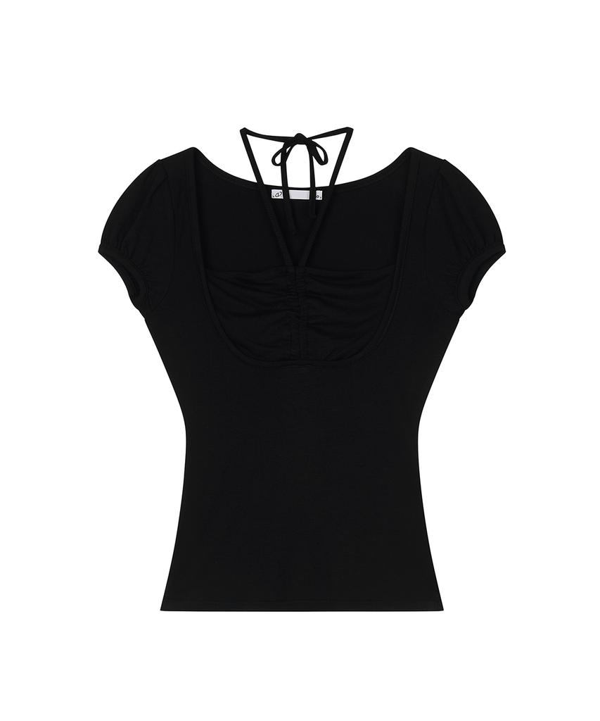 ILLIO Black Giselle Gathered Top