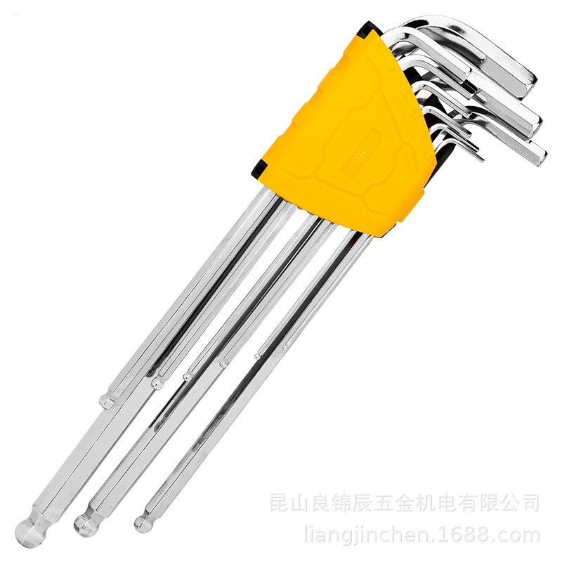 Deli Tools 9-Piece Long Ball & Rhombus Head Hex Key Screwdriver Set DL3090