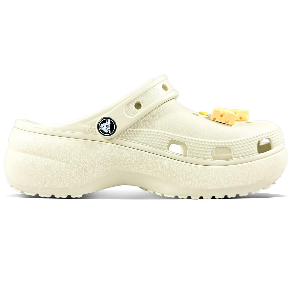 Crocs Classic Platform Clog EVA Bee Food Party Cloud Beach Versatile Casual and Comfortable Hole Shoes Women's Bone White