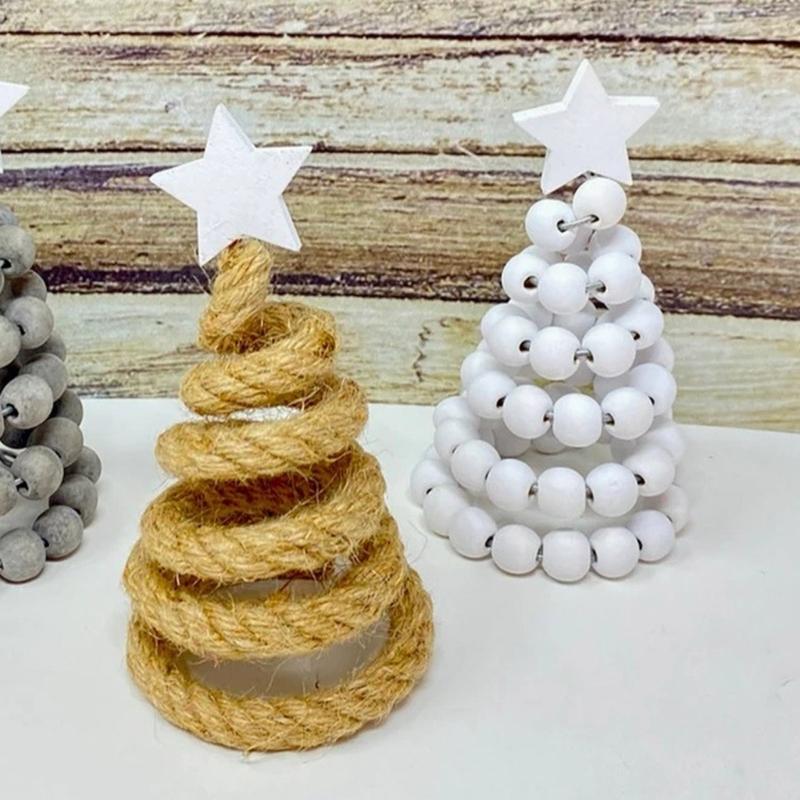 5pcs Wood Desktop Christmas Tree Figurine Festive Desktop Decoration Christmas Tree for Office Desk Holiday Decoration