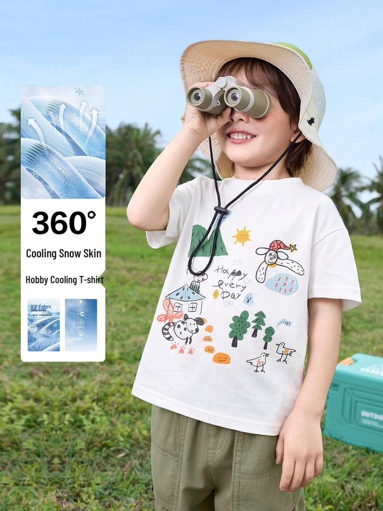 European Boys' Cool-Touch Cotton Short-Sleeve T-Shirt, Summer 2026 Collection for Toddler and Kids