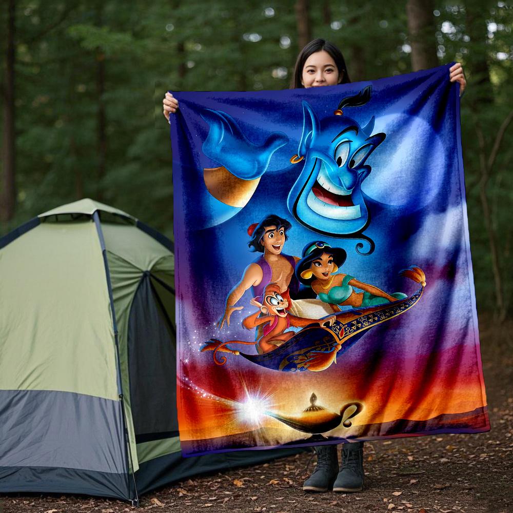1pc, Aladdin and Princess Jasmine Blanket Soft Throw for Room Decor, Perfect Gift Idea for Family and Friend, Living Room, Travel, Camping