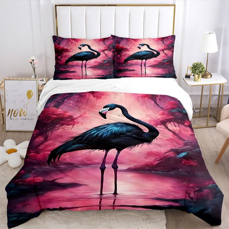 3pcs Pink Flamingo Art Duvet Cover Set -Includes 1 Duvet Cover and 2 Pillowcases, No Quilt Core, All-Season Home Decor yy251111181