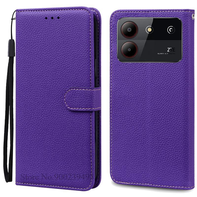 

Для ZTE Blade A54 чехол кожаный кошелек флип чехол для ZTE Blade A54 чехол Coque Fundas для ZTE Blade A54 чехол для телефона бампер For ZTE Blade A54 темно-фиолетового