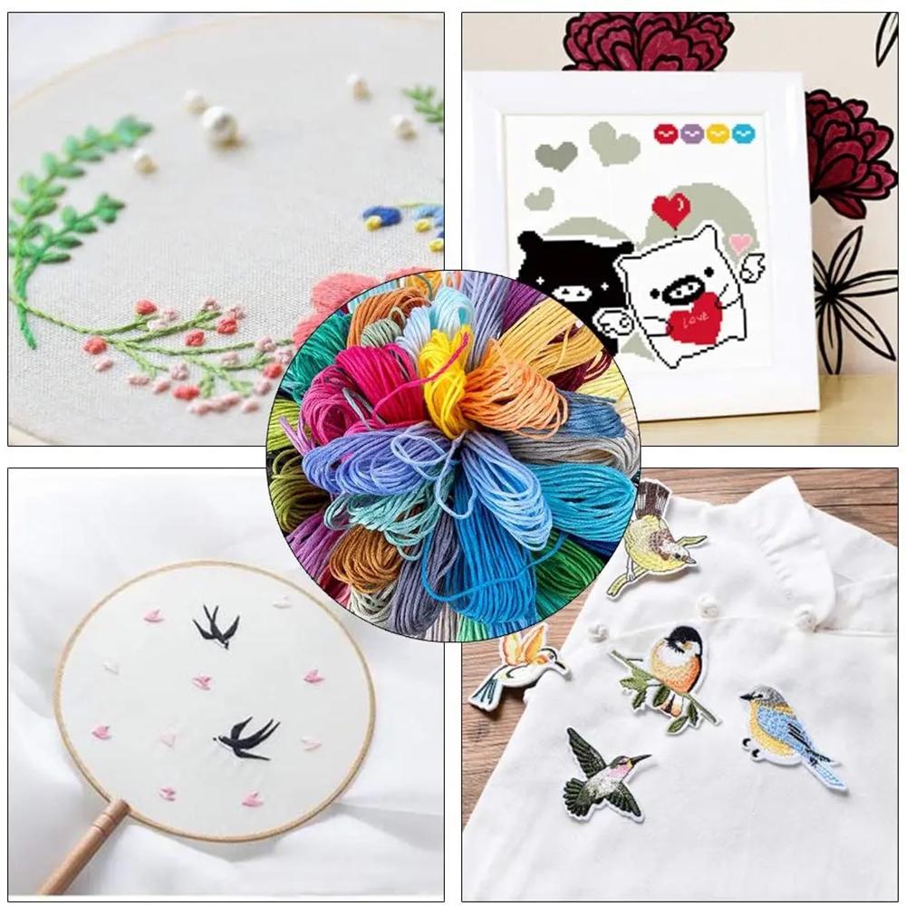 100 Pcs Floss Random Color Cross Stitch Embroidery Thread Rainbow Color Handmade Embroidery Thread for DIY Sewing