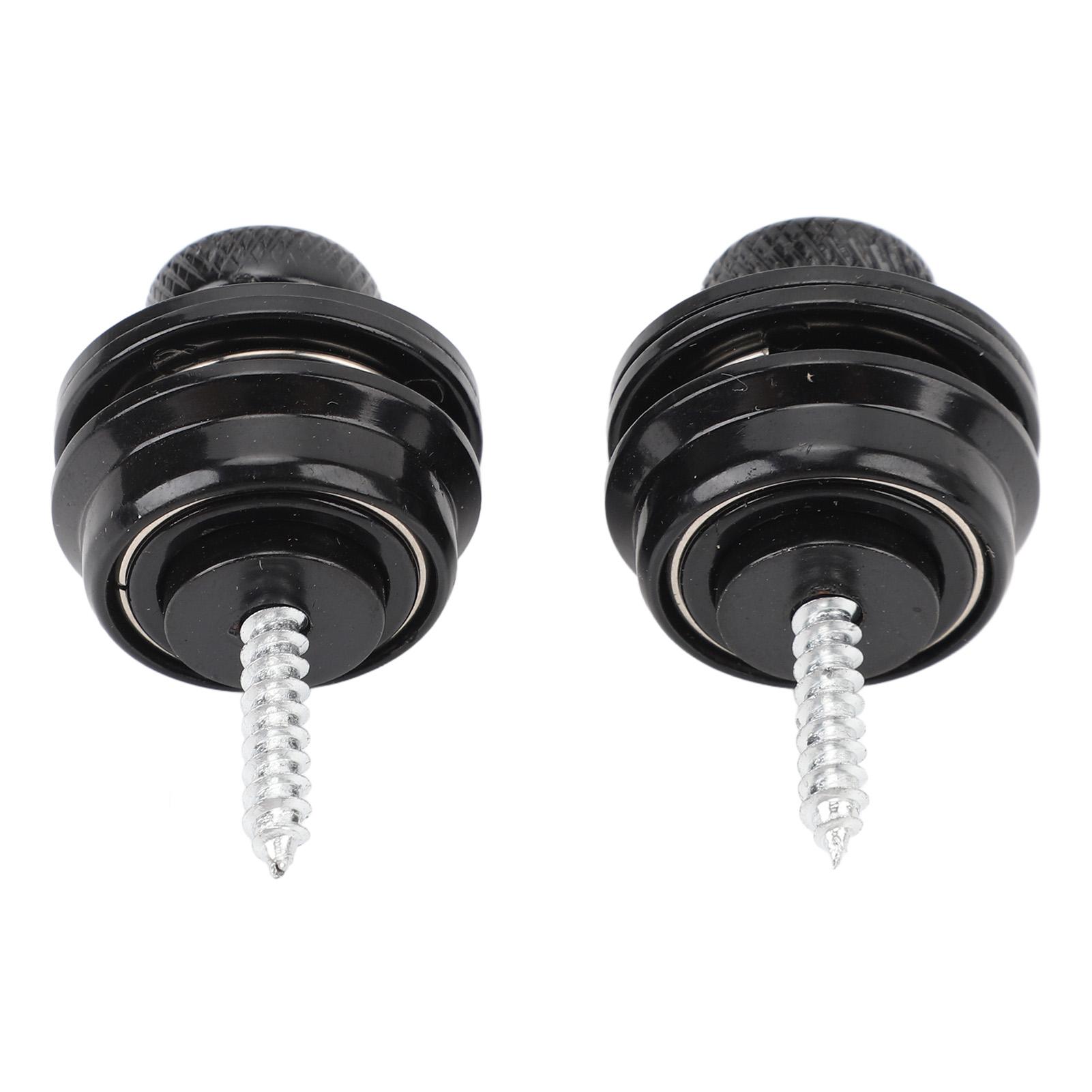 

2Pcs Guitar Strap Locks Security Buttons Heavy Duty Metal Flat Round Head Non Slip Fall Resistant Tool Black чёрный