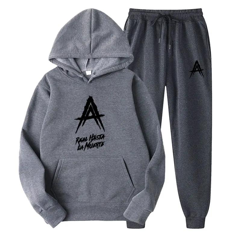 Anuel AA Album Real Hasta La Muerte dres męski Casual 2 częściowe zestawy bluza z kapturem spodnie dresowe zestaw najlepszy strój odzież damska