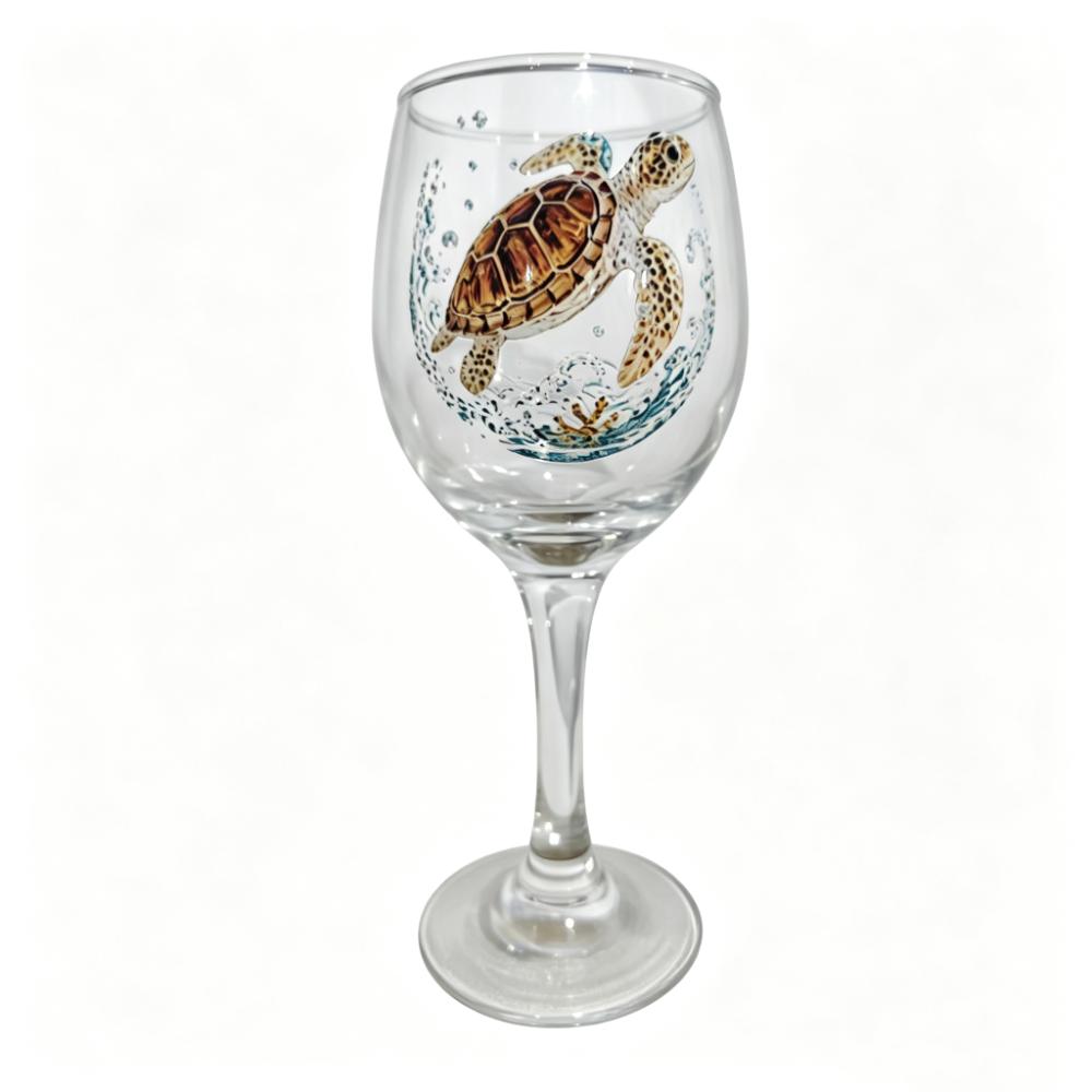 Octopus Ocean Animal Wine Glass Tortoise Dolphin Glass Goblet 2D Printed Shark Whale Marine Animal Tall Glass Home Decor