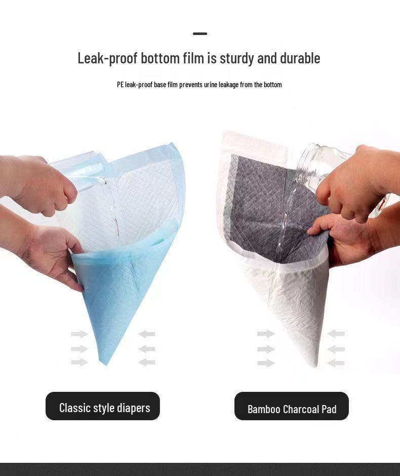 Bamboo Charcoal Dog Urine Pad: Deodorizing, Absorbent, Thickened, Disposable Pet Cleaning Mat.