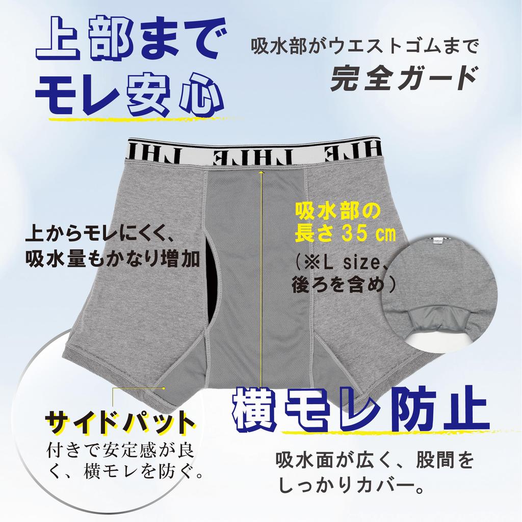 Incontinence Ammonia Mesh Boxer Briefs with Absorbent Absorbs 100cc Navy 3 Men's Briefs, Deodorizing, Pads, (Wine + + Gray, LL, Pieces)