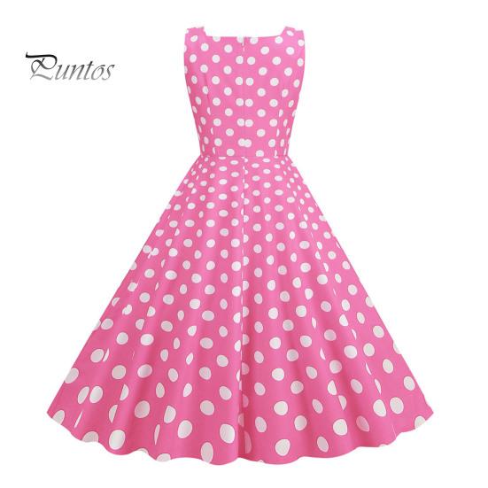Vrouwenjurk Retro A-lijn Grote Swing Strak Hoge Taille Mouwloos Vierkante Hals Stippenprint Achterkant Rits Contrasterende Kleur 50s 60s Feest Bruiloft Prom Baljurk