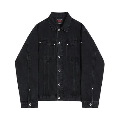 Gewaschene distressed Revers-Denimjacke Herren Frühling Locker Schöne Jacke Koreanischer Stil Trendige Arbeitsjacke