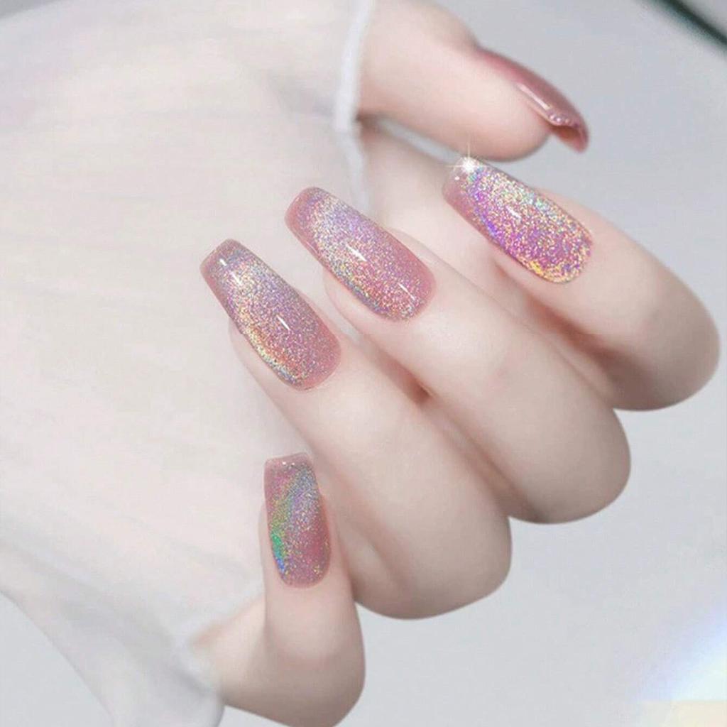 Rainbow Cat Eye Gel Nail Polish - Multi-Color Chrome Holographic Magnetic Gel, High Glitter Flash for Professional Salon & DIY Home Manicure