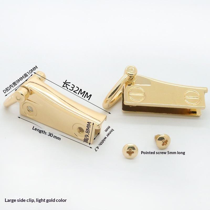 Bag Side Clip Buckle 1 Pair Metal D Ring Leather Strap Connector for Canvas Tote Handbag Hardware Accessories