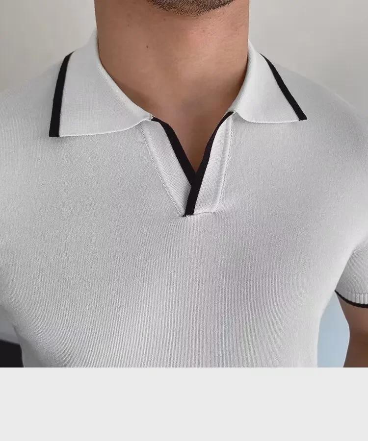 Men's Summer Slim Fit Ice Silk Polo - Short Sleeve, Pure Color, Casual Korean Style