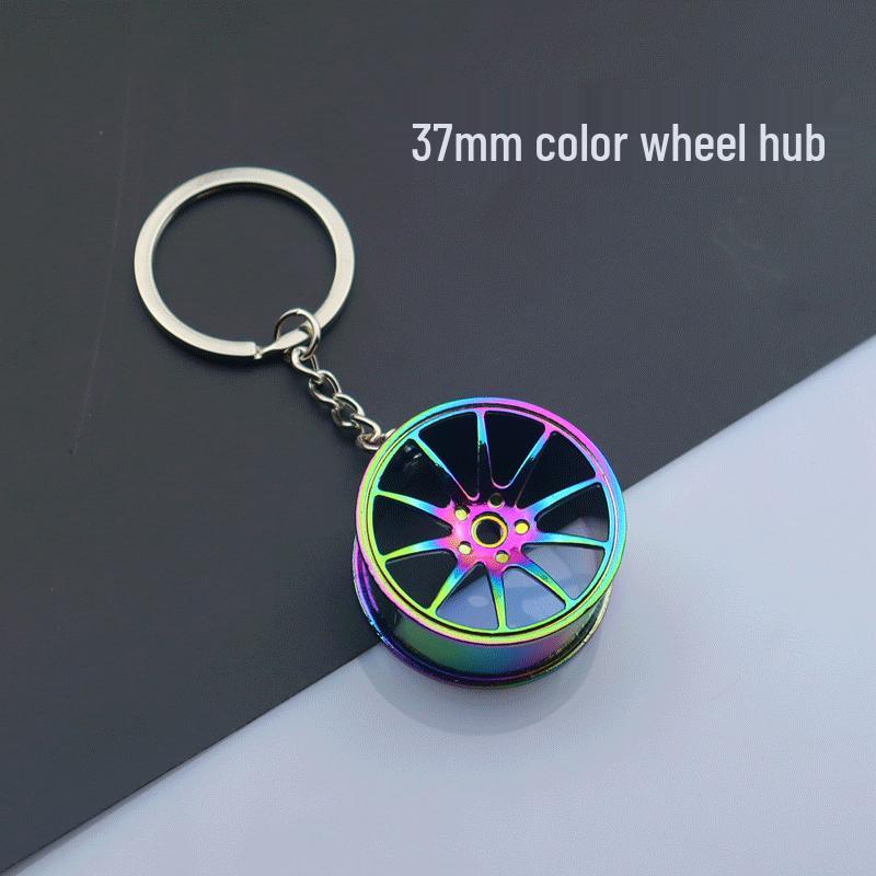 Porte-clés de voiture créatif avec levier de vitesse de turbine, moyeu de roue, disque de frein et pendentif amortisseur