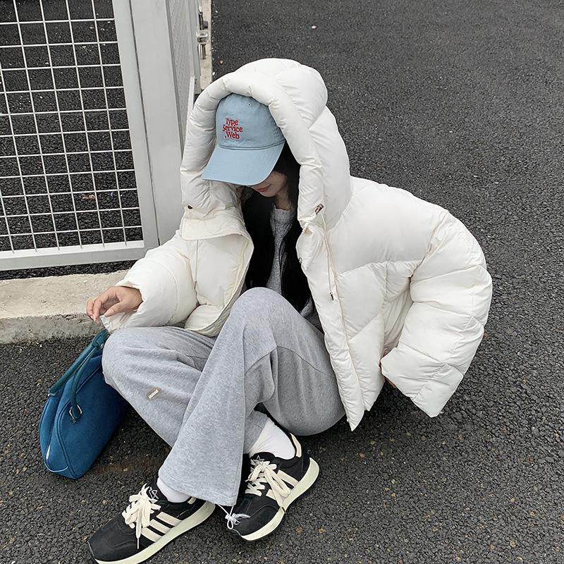 Nuova Giacca Imbottita in Cotone da Donna Corta Larga Invernale con Cappuccio Giacca Imbottita in Cotone Cappotto Caldo Imbottito
