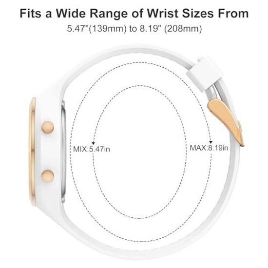 GOLDEN HOUR Waterproof Sports Ladies Digital Chronograph Silicone Strap Watch Rose Gold Starlight Milk White. Modern