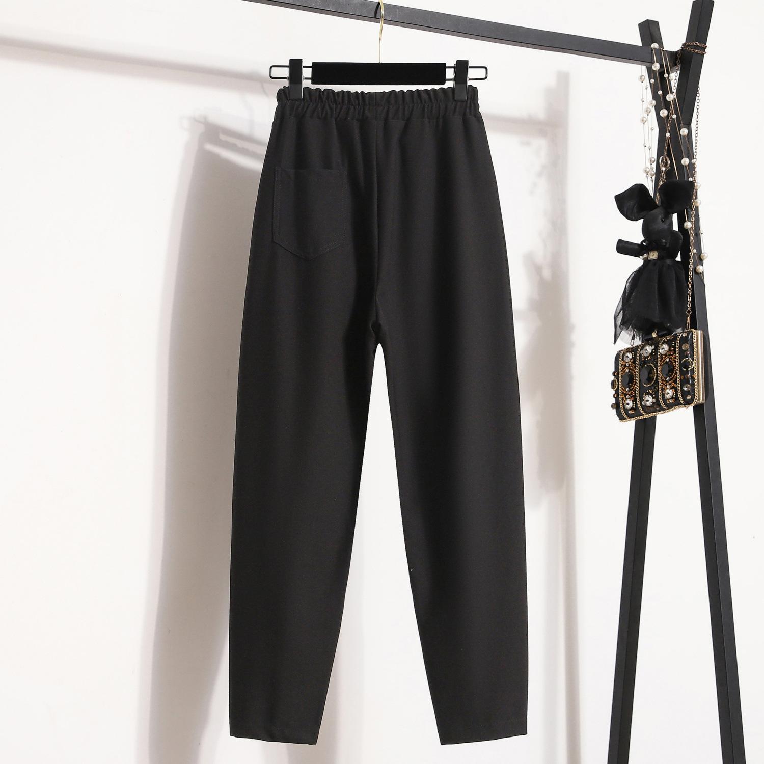 

Женские модные повседневные однотонные брюки с высокой талией и принтом, брюки и капри XXXXXL чёрный