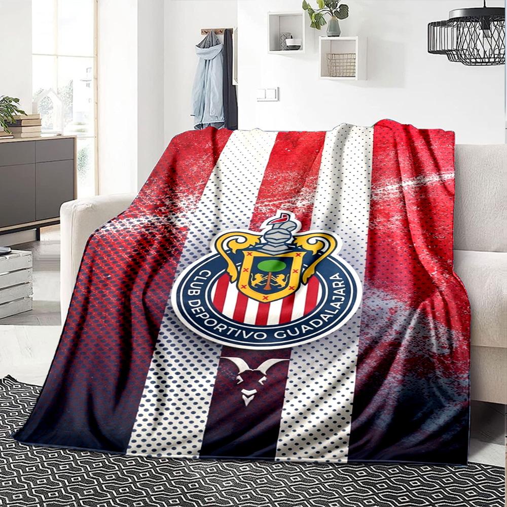 Chivas Guadalajara Print Flannel Blanket High Quality Warm Comfortable Cover for All Seasons Perfect for Gifts Home Decor