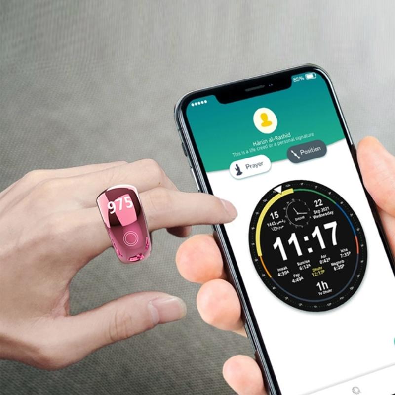 Multifunction Digital Counting Rings Mobile App Control Wearable Adjustable Size for Spiritual Practices Daily Prayer
