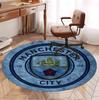 Manchester City FC Pattern Round Rug, Indoor/Outdoor Mat, for Picnic, Gameroom, Bedroom, Office, Living Room, Home Decor Carpet, Birthday Gift
