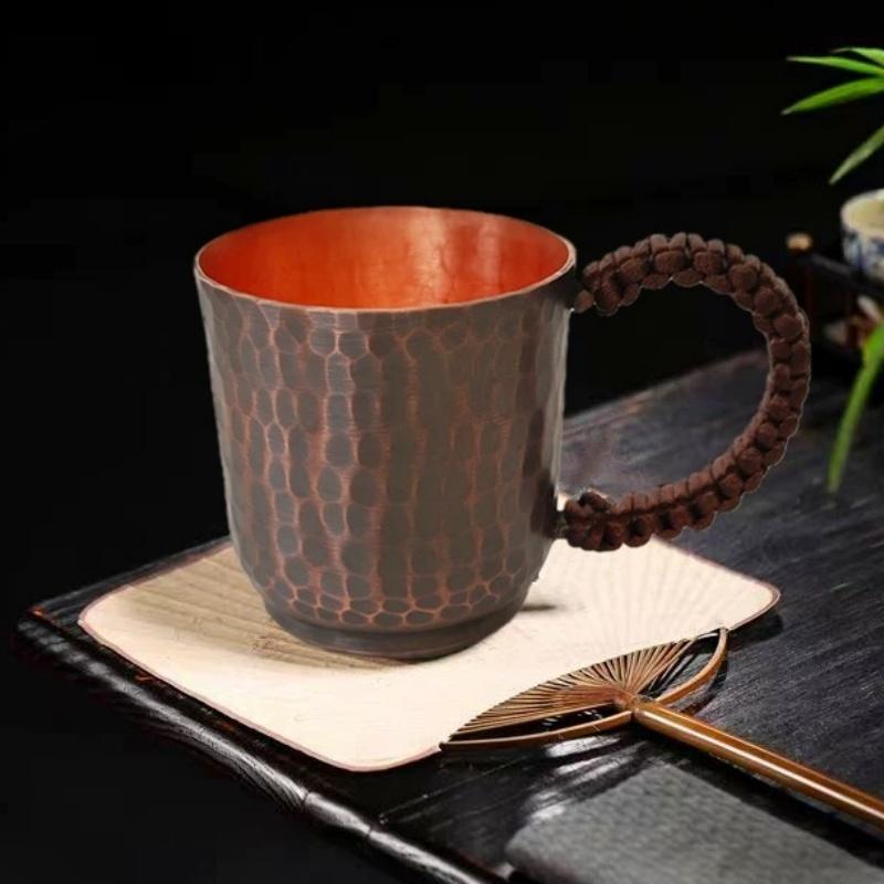 Vintage Copper Coffee Mug Handmade Tumbler Portable 100ml Tea Mug Drinkware for Hot and Cold Water Milk Kitchen Restaurant