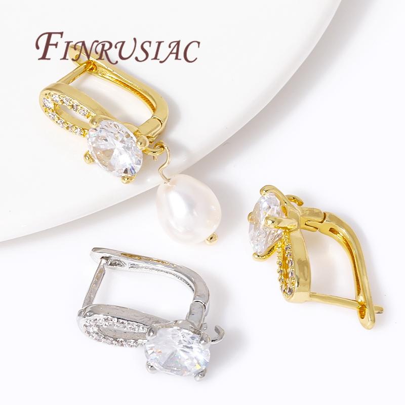 Fasteners For Earrings 18K Gold Plated Brass Earring Hooks Earwires French Crystal Earring Fixtures,DIY Jewelry Making Supplies
