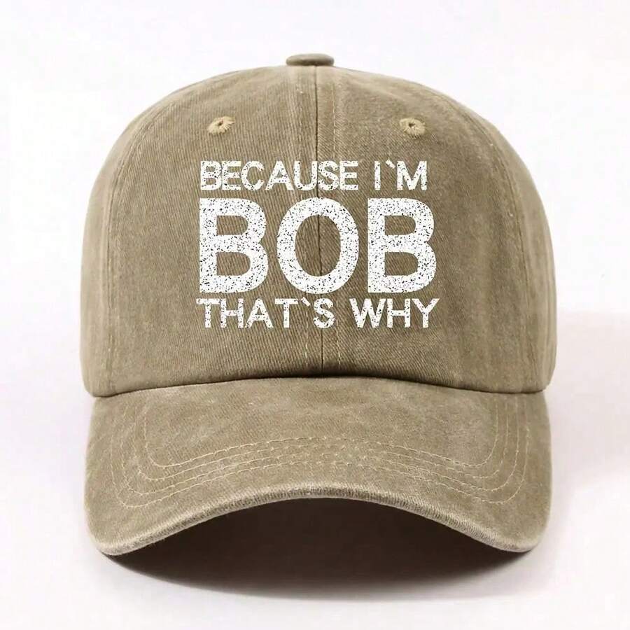 Unisex Adjustable Baseball Cap With Bob Letter Print - Lightweight Dad Hat Curved Brim Casual Outdoor Cap For Adults