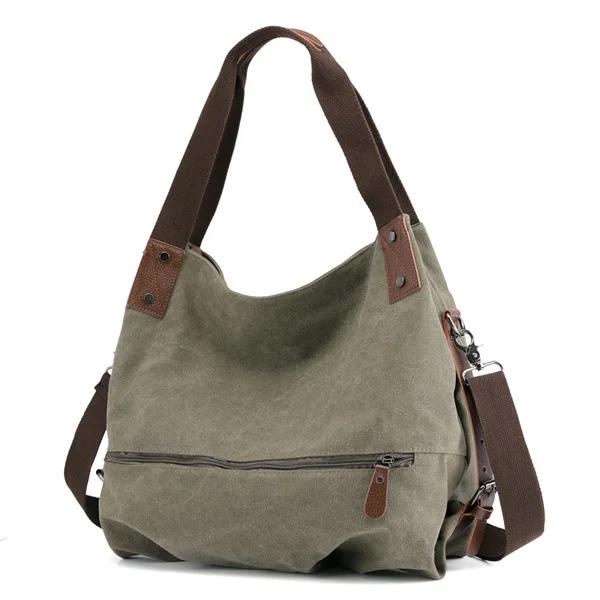 Fashiable and Trendy Portable Crossbody Bag Canvas Color Ctrast Casual Women's Large Capacity Tote Bag