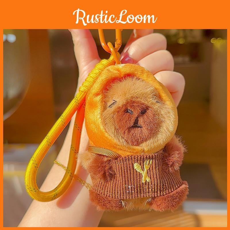 Bread Toast Hat Capybara Plush Keychain With Cartoon Pendant Bag Decoration Gift
