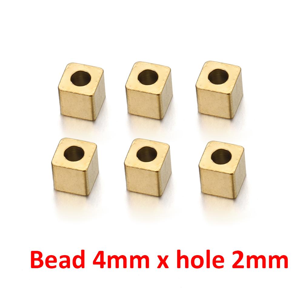 20pcs 2 3 4 5mm Stainless Steel Square Cube Bead Hole 1mm 2mm Spacer Loose Beads DIY Needlework Bracelet Necklace Jewelry Making