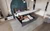 Double Bed with Wireless Charging USB C, Upholstered Bed Frame 160x200cm, Bed Frame with Storage Slatted Frame made of Wood-Grey Cotton (No Mattress)