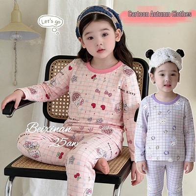 Koreanischer Stil Cartoon Baumwoll-Pyjama-Set für Mädchen - Frühjahrs- und Herbstkleidung