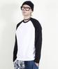 Deumakeu Raglan Color Block Solid Long Sleeve T-Shirt Black & White