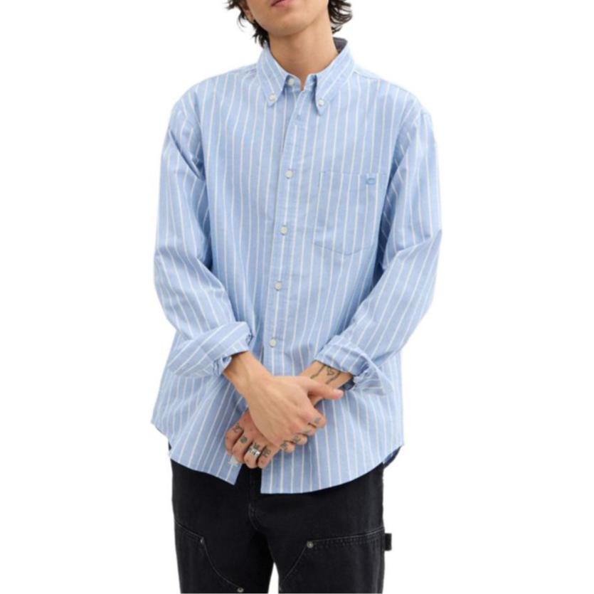 Coach Striped Button-Down Long Sleeve Shirt Men shirts Blue Mixed-Colors CW696-TNR