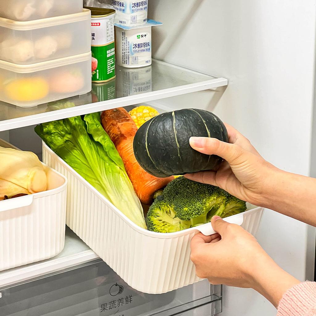 Kitchen Storage Organizer Refrigerator Plastic Storage Box With Handle Large Capacity Fruit Vegetable Food Organizer Bo