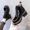 Pu Leather Platform Loafers Woman  British Style Thick Heels Oxfords Shoes Women Lace-up  College Gothic Shoes Mujer Q04