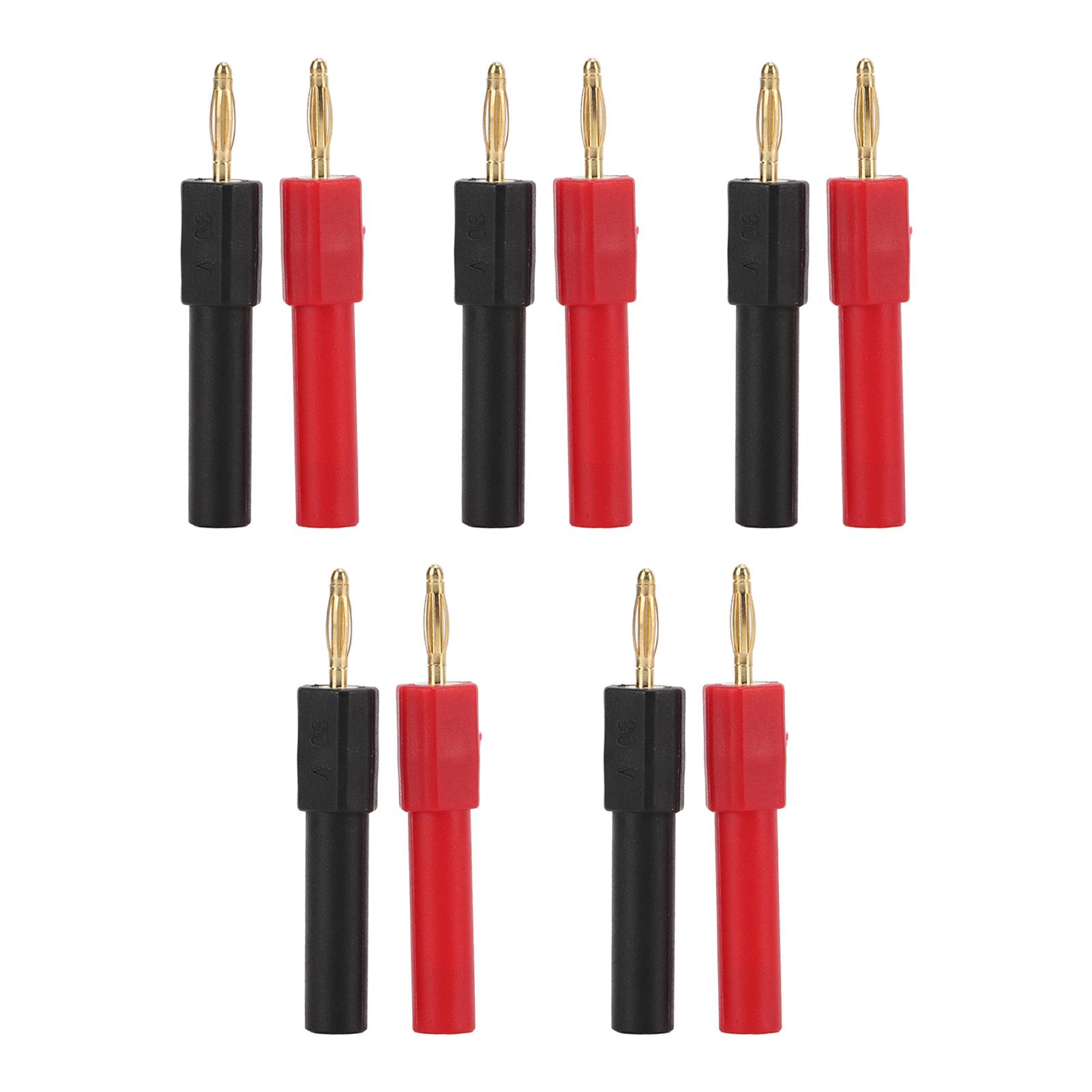 

ZK20 5set Banana Plug Adapter PA Brass Material 2mm/0.08in Male to 4mm/0.16in Female Red Black Banana Connector