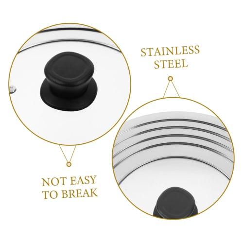 DECHOUS Pot Lid, Stainless Steel Rimmed Clear Pot Lid, Multipurpose Overflow Prevention Pot Lid (24-30cm), Frying Pan Lid, Stirring Pot Lid, Bacon Gre