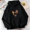 Autumn Winter Fashion Top Women Love Heart Leopard Print Hoodie Casual Hooded Sweatshirt Women Long Sleeve Casual Aesthetic Top