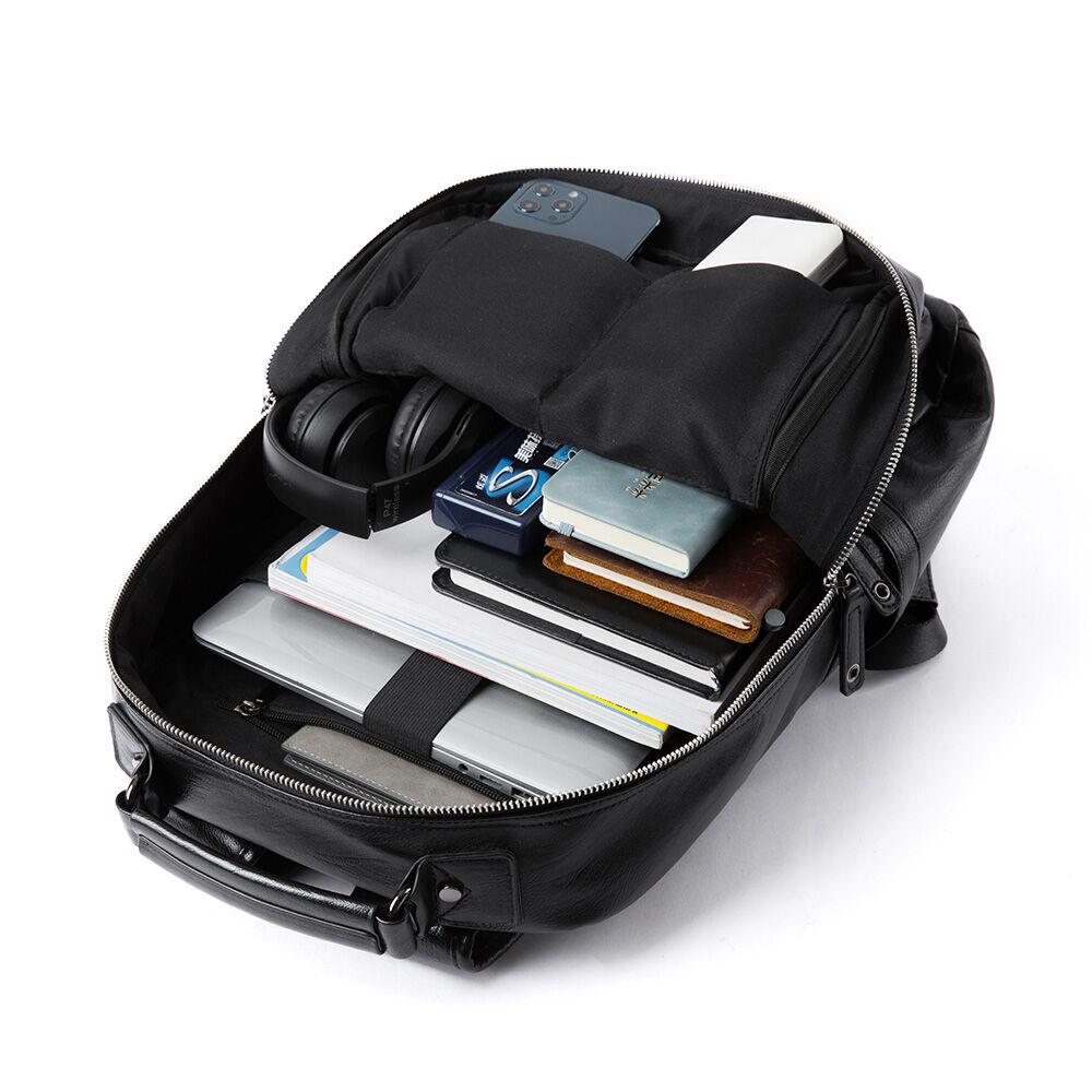 MATE ELAN Vintage Business Leather Backpack For Men Women Work Commuter Travel Casual 15.6 Inch Laptop School Bag Daypack